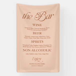 Soft Peach Minimalist "The Bar" Wedding Menu Sign