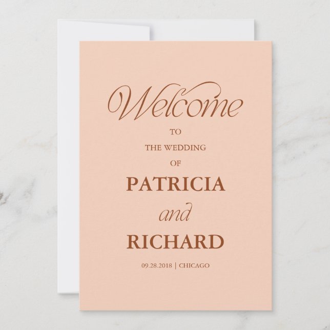 Soft Peach Minimalist Wedding Ceremony Program (Front)