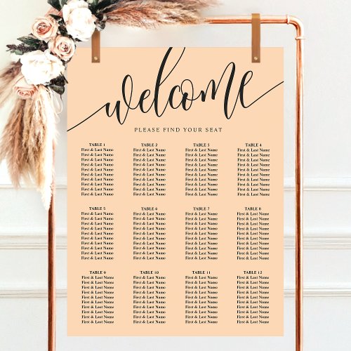 Soft Peach Minimalist Wedding Seating Chart