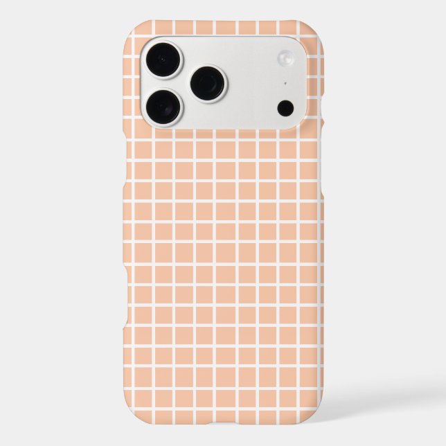 Soft Peach Pastel Grid Squares Seamless Pattern Iphone Case (Back)