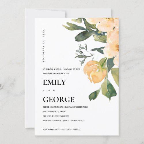 SOFT PEACH PEONY FLORAL WE TIED THE KNOT CARD