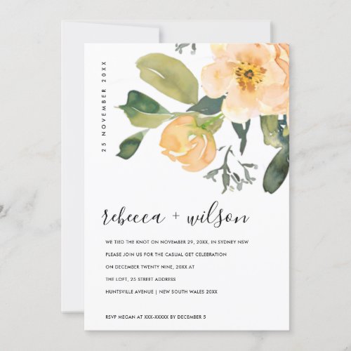 SOFT PEACH PEONY FLORAL WE TIED THE KNOT INVITE