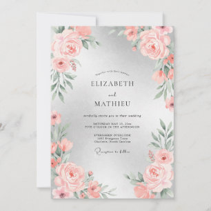 Soft Peach Petal Wedding Invitation