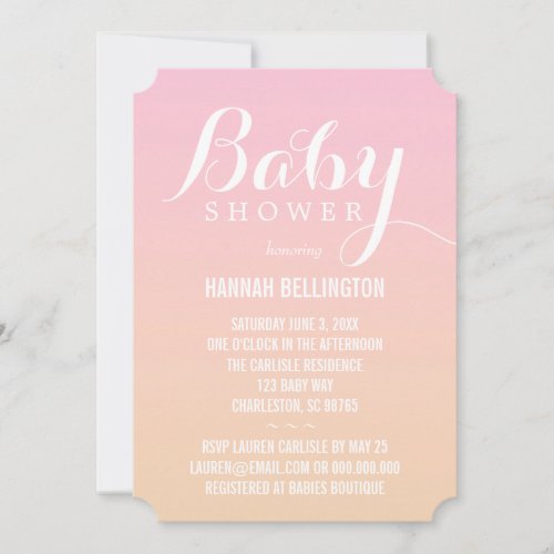 Soft Peach  Pink Baby Invitation