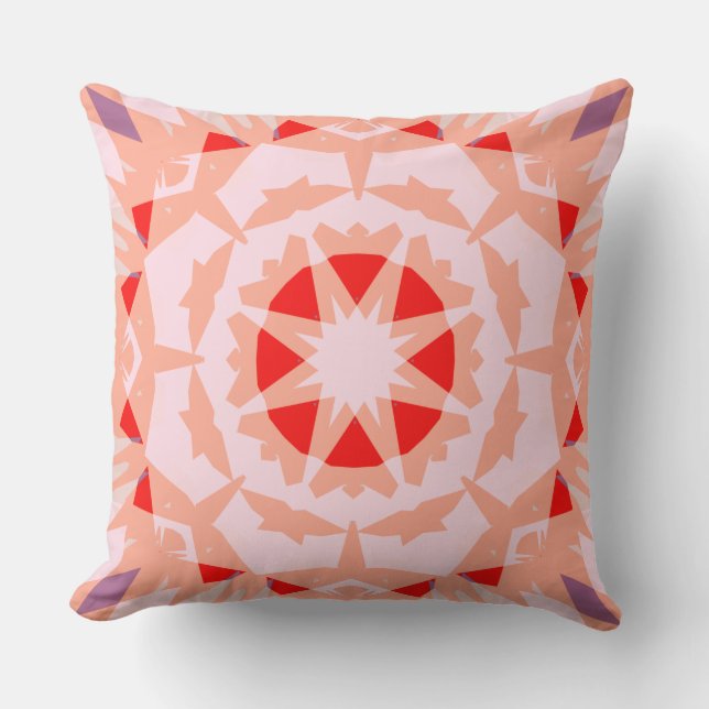 Soft Peach Pink Red Magic Star Summer Baby Nursery Throw Pillow (Front)