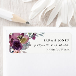 SOFT PEACH PURPLE LILAC WATERCOLOR FLORAL ADDRESS LABEL