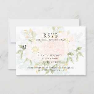 Soft Peach Roses and Matching Greenery RSVP Card