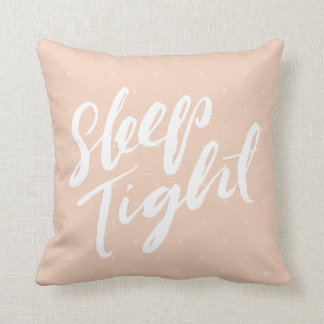 Soft Peach Sleep Tight Polka Dot Typography Throw Pillow