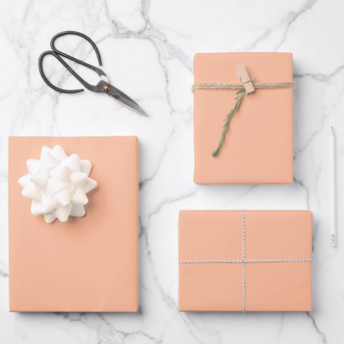 Soft Peach Solid Color Wrapping Paper Sheets