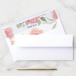 Soft Peach Spring Garden Wedding envelope liner