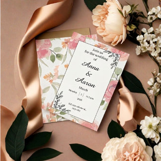 Soft Peach Spring Garden Wedding Invitation