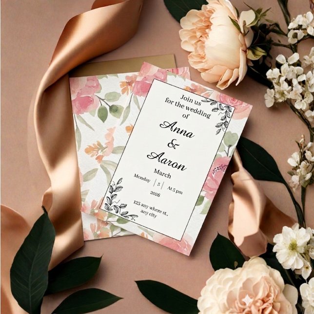 Soft Peach Spring Garden Wedding Invitation (Creator Uploaded)
