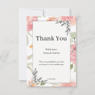 Soft Peach Spring Garden Wedding Thank You  Card