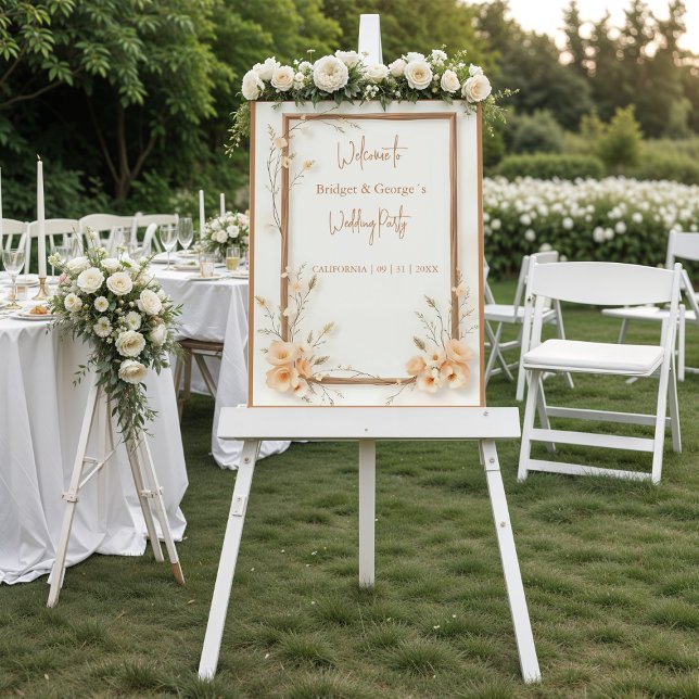 Soft Peach Watercolor Florals wedding welcome Foam Board (Creator Uploaded)