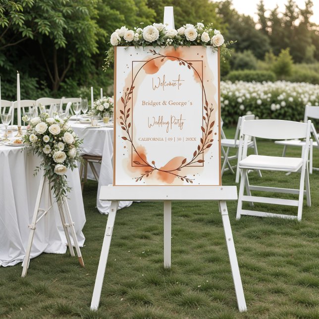 Soft Peach Watercolor Florals wedding welcome Foam Board (Creator Uploaded)