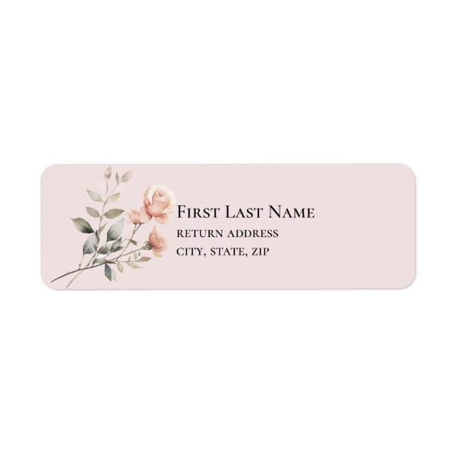 Soft Peach Wedding Return Address Label (Front)