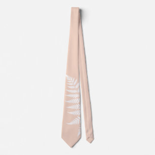 Soft Peach White Fern Simply Elegant Wedding Neck Tie