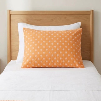 Soft Peachy Beige Flowers on Orange Background Pillow Case