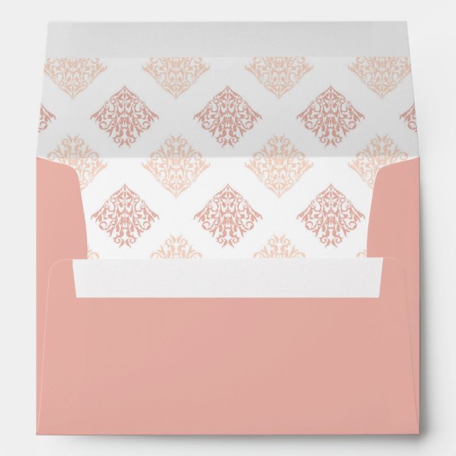 Soft Peachy Blush Damask Envelope (Back (Bottom))