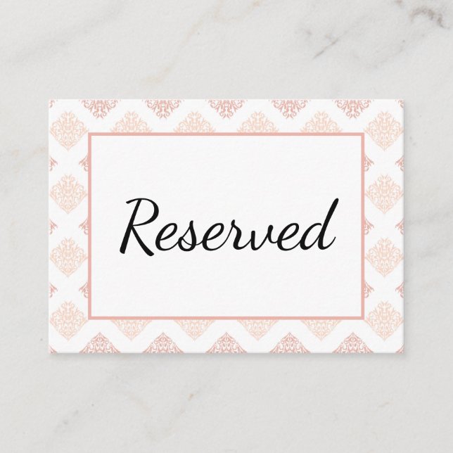 Soft Peachy Blush Damask Place Card (Front)