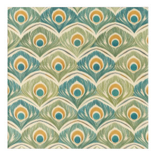 Soft Peacock Feather Artwork in Sage & Gold Acrylic Print
