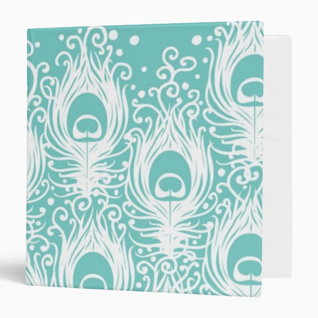 Soft peacock feathers 3 ring binder (Front/Inside)
