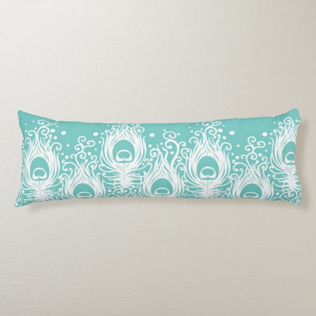 Soft peacock feathers body pillow (Front)