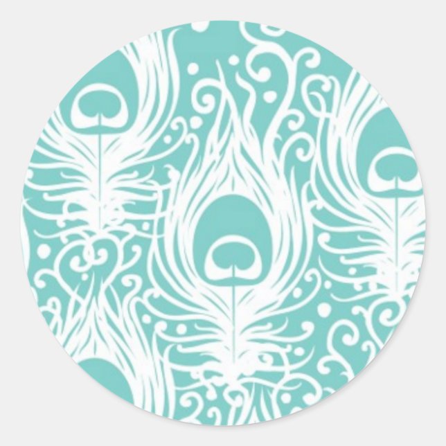 Soft peacock feathers classic round sticker (Front)