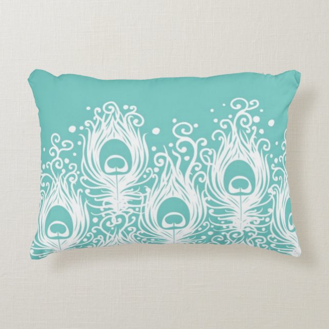 Soft peacock feathers decorative pillow (Front)