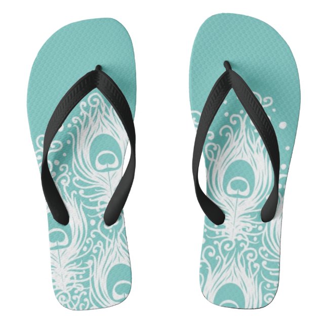 Soft peacock feathers flip flops (Footbed)