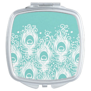 Soft peacock feathers makeup mirror