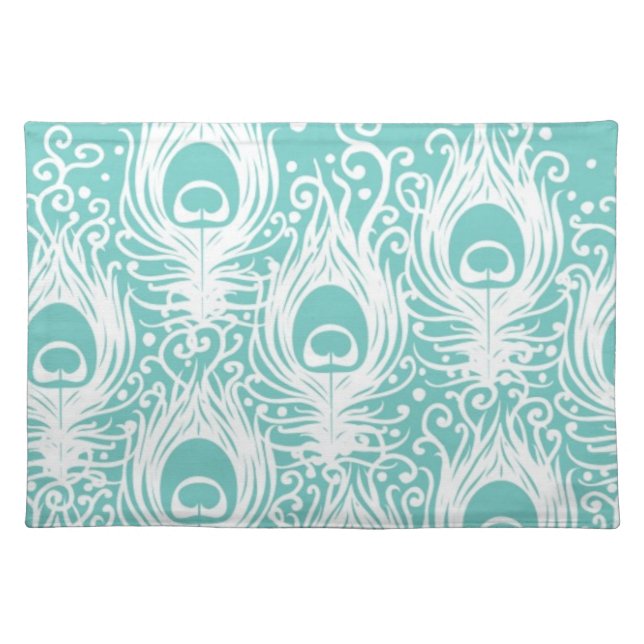 Soft peacock feathers placemat (Front)