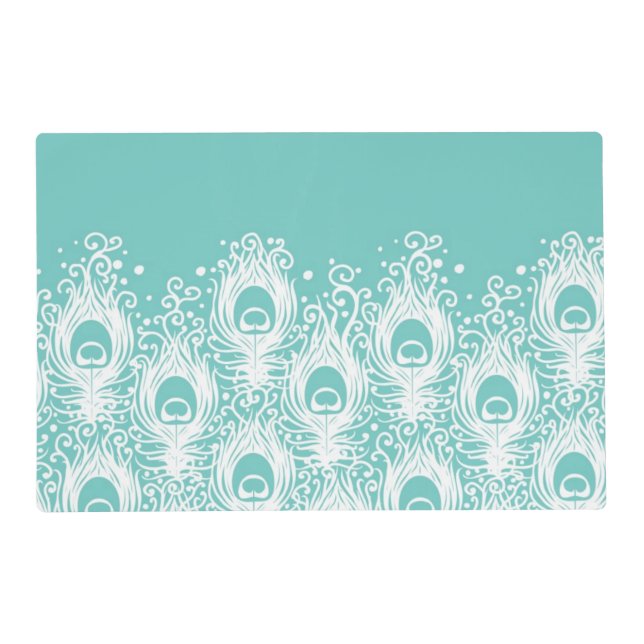 Soft peacock feathers placemat (Front)