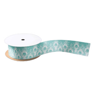 Soft peacock feathers satin ribbon