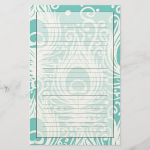 Soft peacock feathers stationery