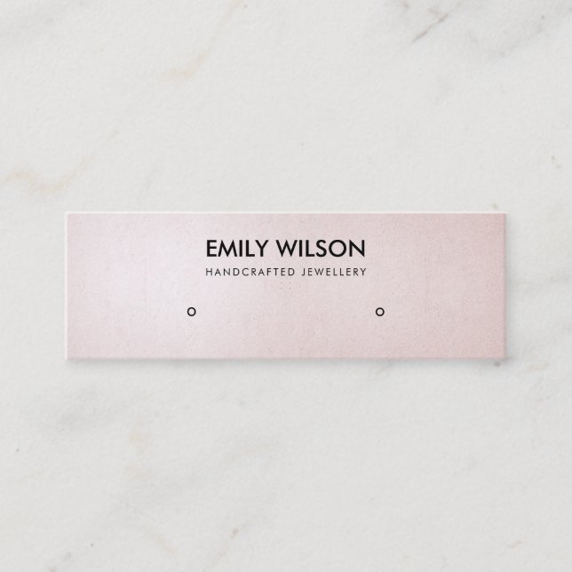 SOFT PEARL BLUSH PINK STUD EARRING DISPLAY LOGO MINI BUSINESS CARD (Front)