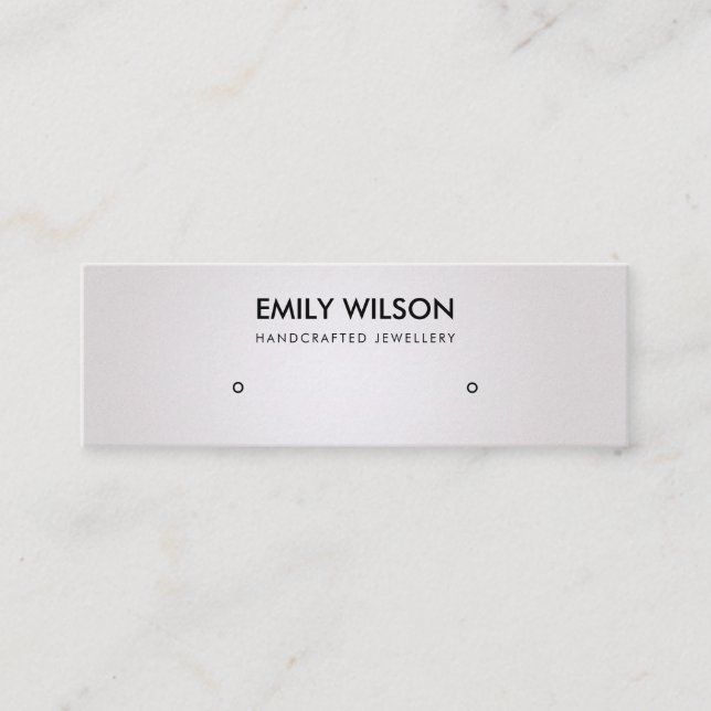 SOFT PEARL SILVER WHITE STUD EARRING DISPLAY LOGO MINI BUSINESS CARD (Front)