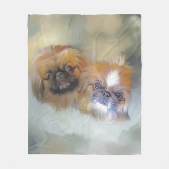 Soft Pekingese Duo Fleece Blanket (Front)
