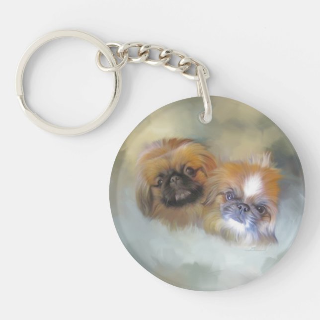 Soft Pekingese Duo Keychain (Front)