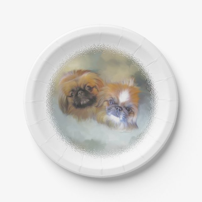 Soft Pekingese Duo Paper Plates (Front)
