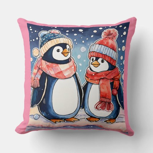 Soft penguin printed pillow 