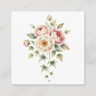 Soft Peony Bouquet Watercolor Elegance Enclosure Card