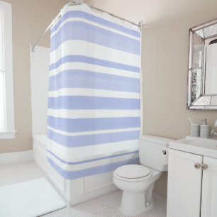 Soft Periwinkle White Stripes 2 Shower Curtain