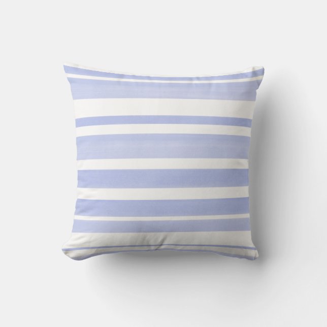 Soft Periwinkle White Stripes 2 Throw Pillow (Front)