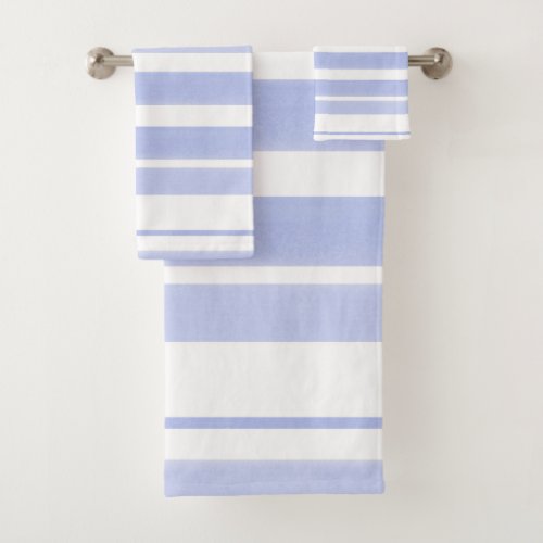 Soft Periwinkle White Stripes Bath Towel Set