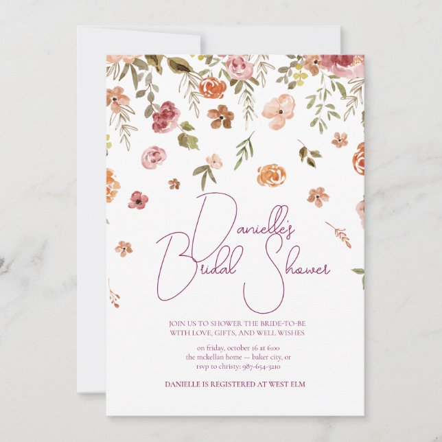 Soft Petal Rain Bridal Shower Invitation (Front)