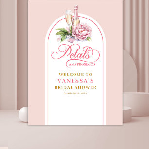 Soft petals and prosecco bridal shower banner tapestry