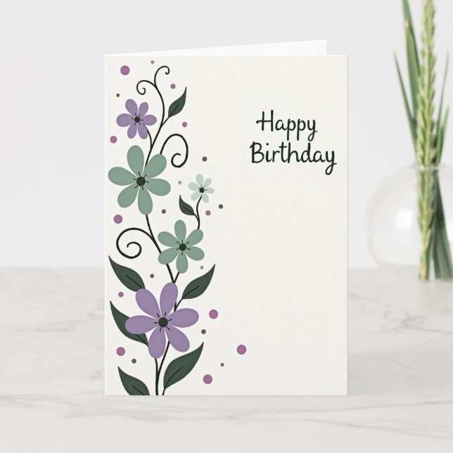 Soft Petals Birthday Card (Front)