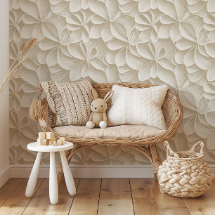 Soft Petals: Contemporary Cream & Beige Floral Wallpaper