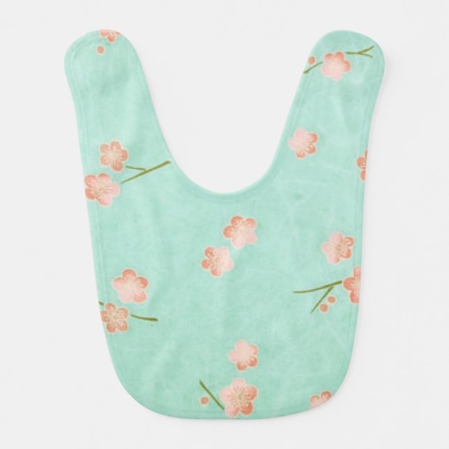 Soft Petals Peach & Aqua Bib (Front)